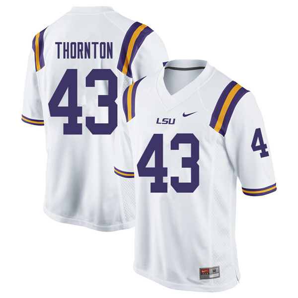 Men #43 Ray Thornton LSU Tigers College Football Jerseys Sale-White - Click Image to Close